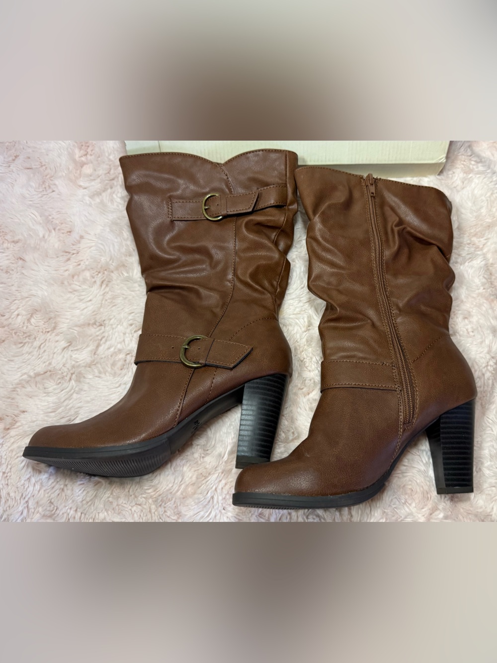 Style & Co. Women’s Mid-Calf Brown Heeled Boots Size 6 1/2 M - Picture 4 of 11